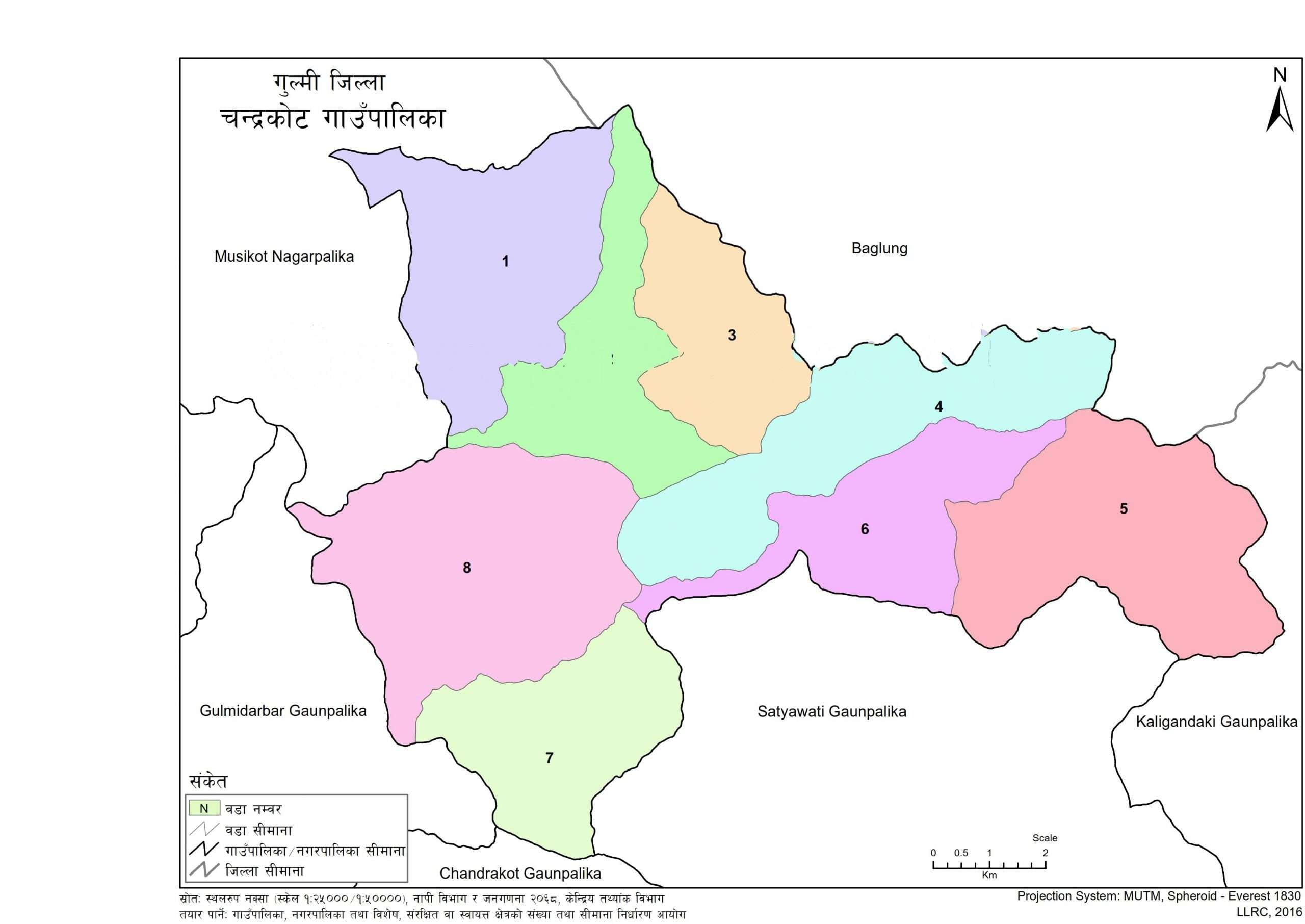 Chandrakot Rural Municipality Ward Map